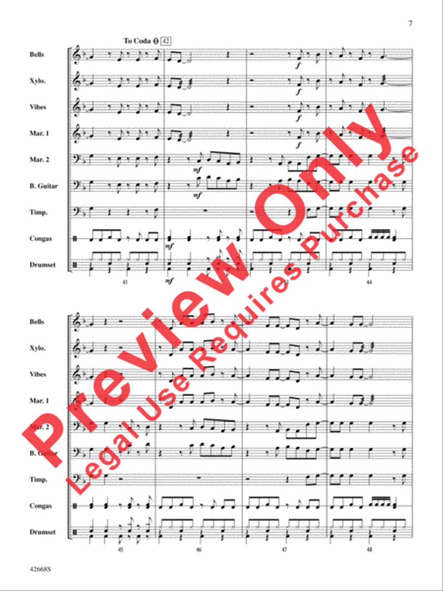 Locked Out of Heaven Percussion Ensemble scores gallery preview page 8