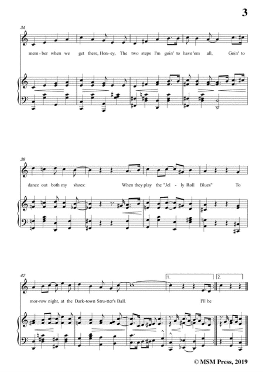 Shelton Brooks-Darktown Strutters'Ball,in C Major,for Voice and Piano Voice Solo scores gallery preview page 5