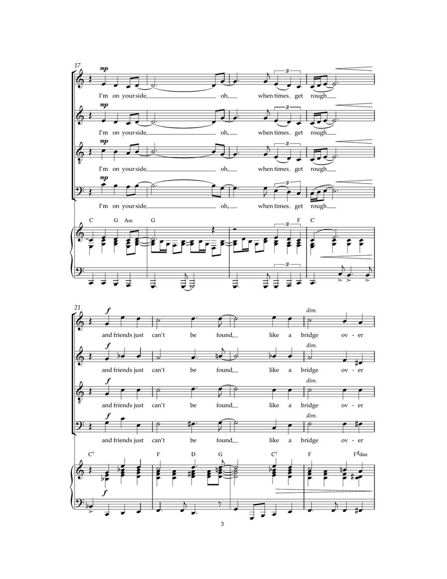 Bridge Over Troubled Water 4-Part scores gallery preview page 3
