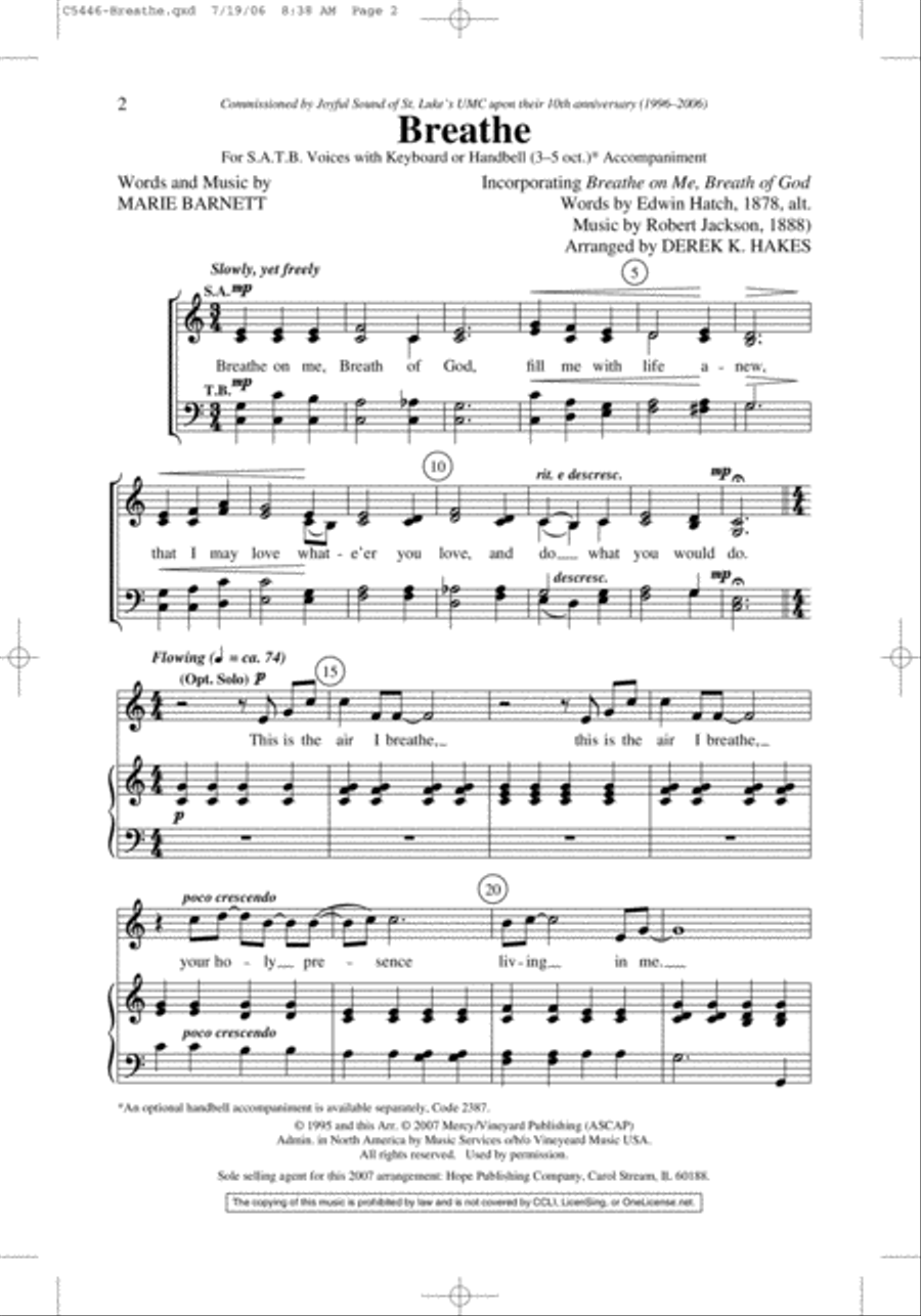 Breathe Breathe 4-Part scores gallery preview page 2