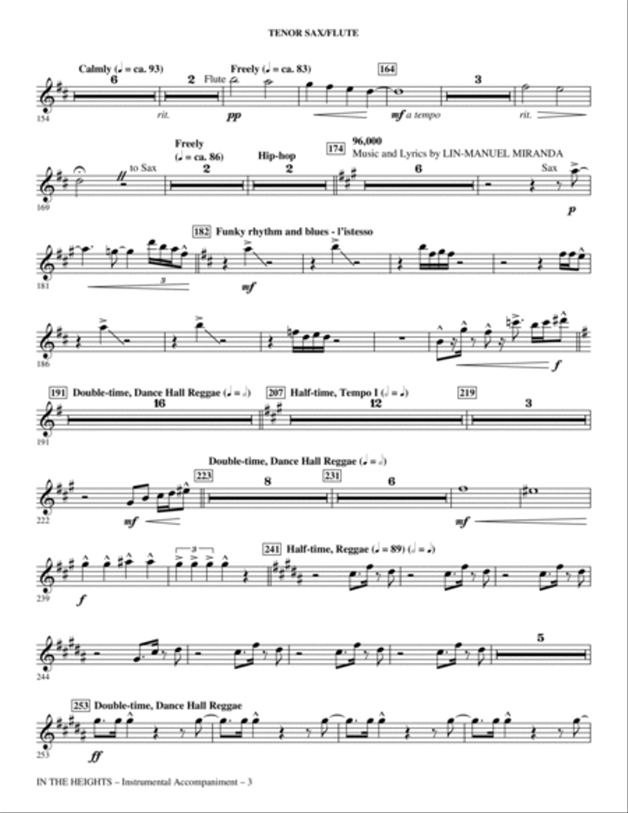 In The Heights (Choral Medley) - Tenor Sax/Flute Choir scores gallery preview page 3