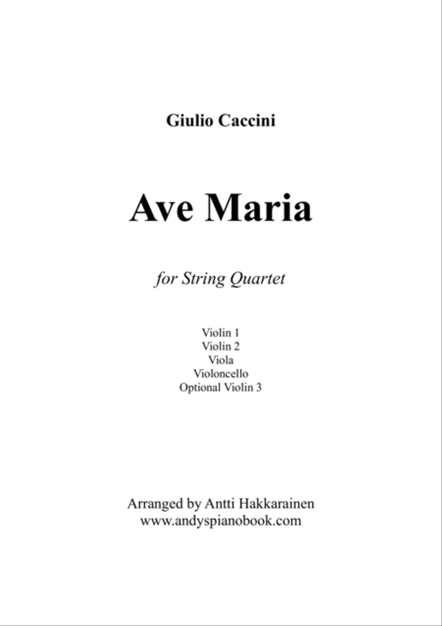 Ave Maria by G. Caccini - String Quartet String Quartet scores gallery preview page 1