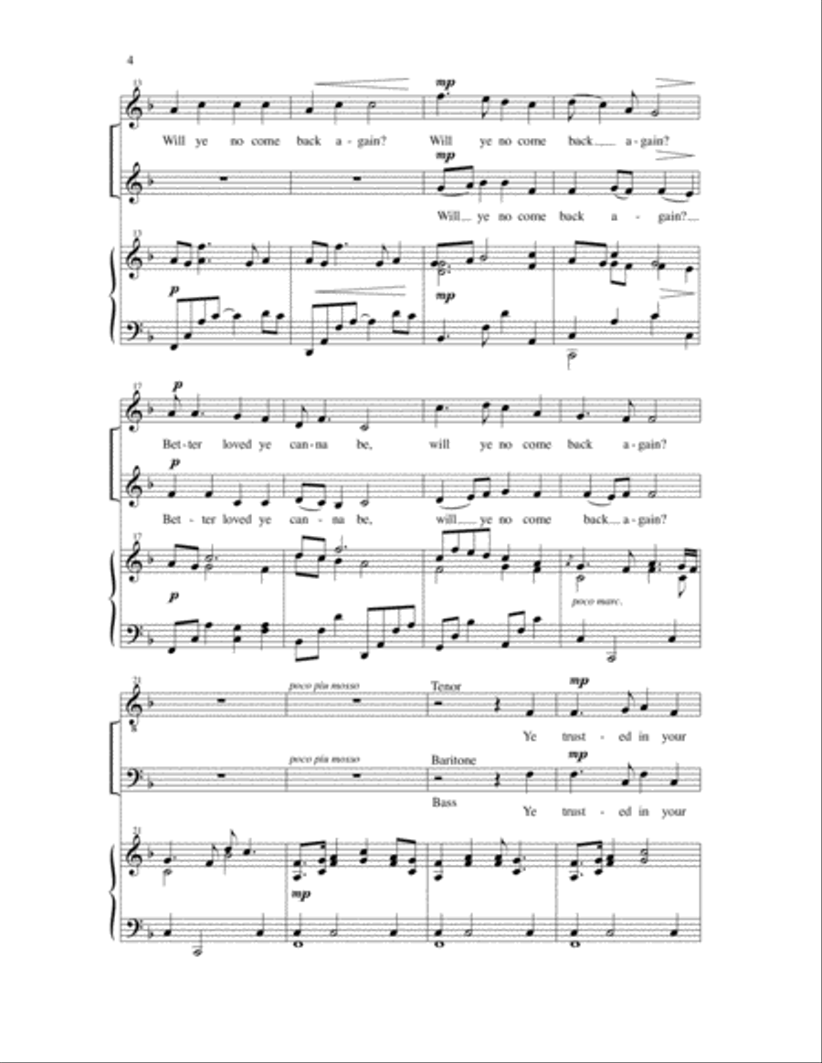 Will Ye No Come Back Again? 4-Part scores gallery preview page 3