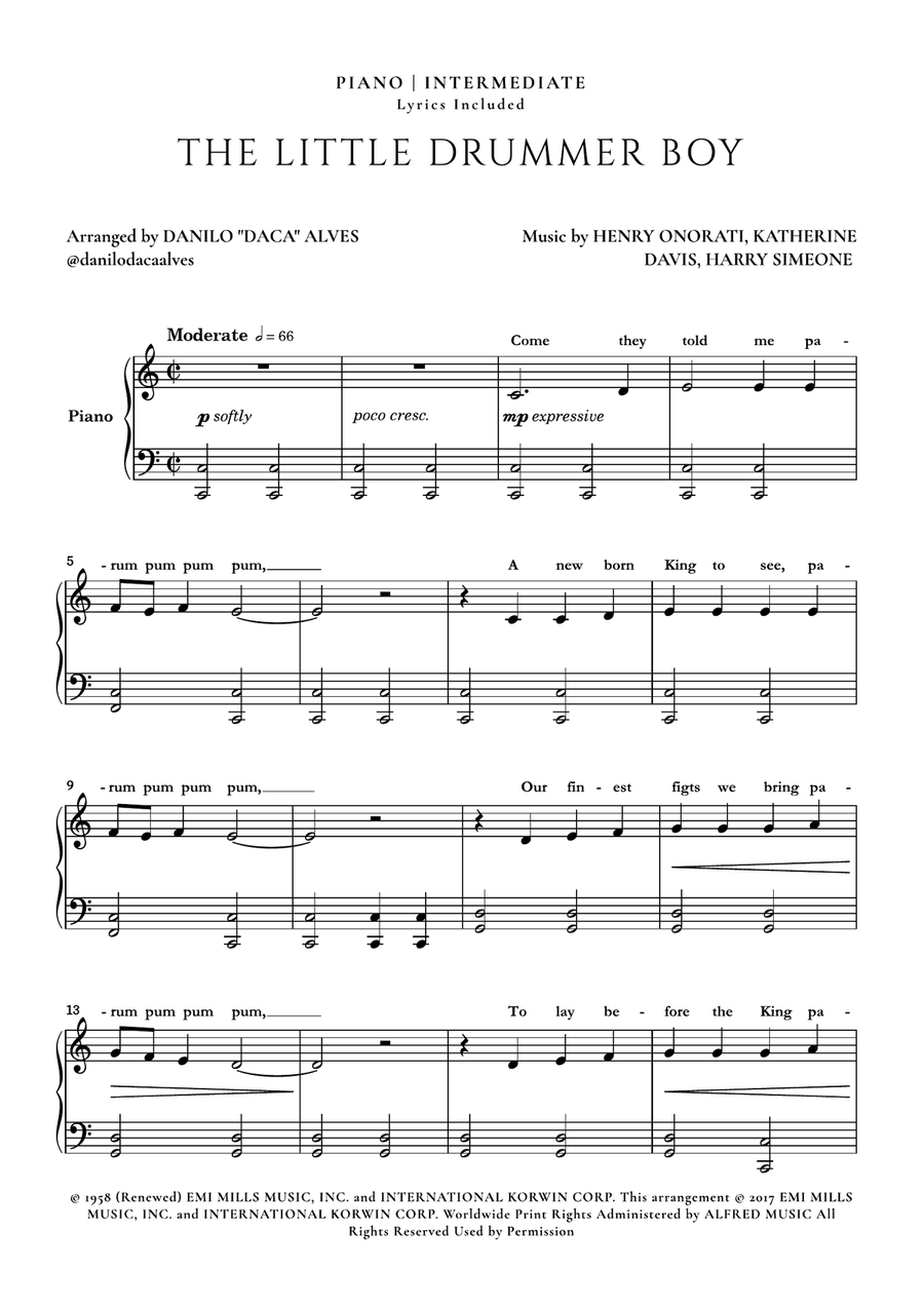 The Little Drummer Boy Piano Solo scores gallery preview page 1