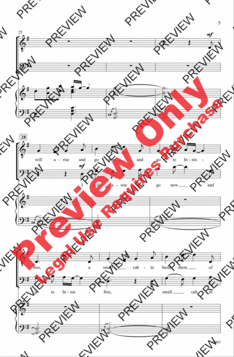 The Lake Isle of Innisfree Men's Choir scores gallery preview page 5