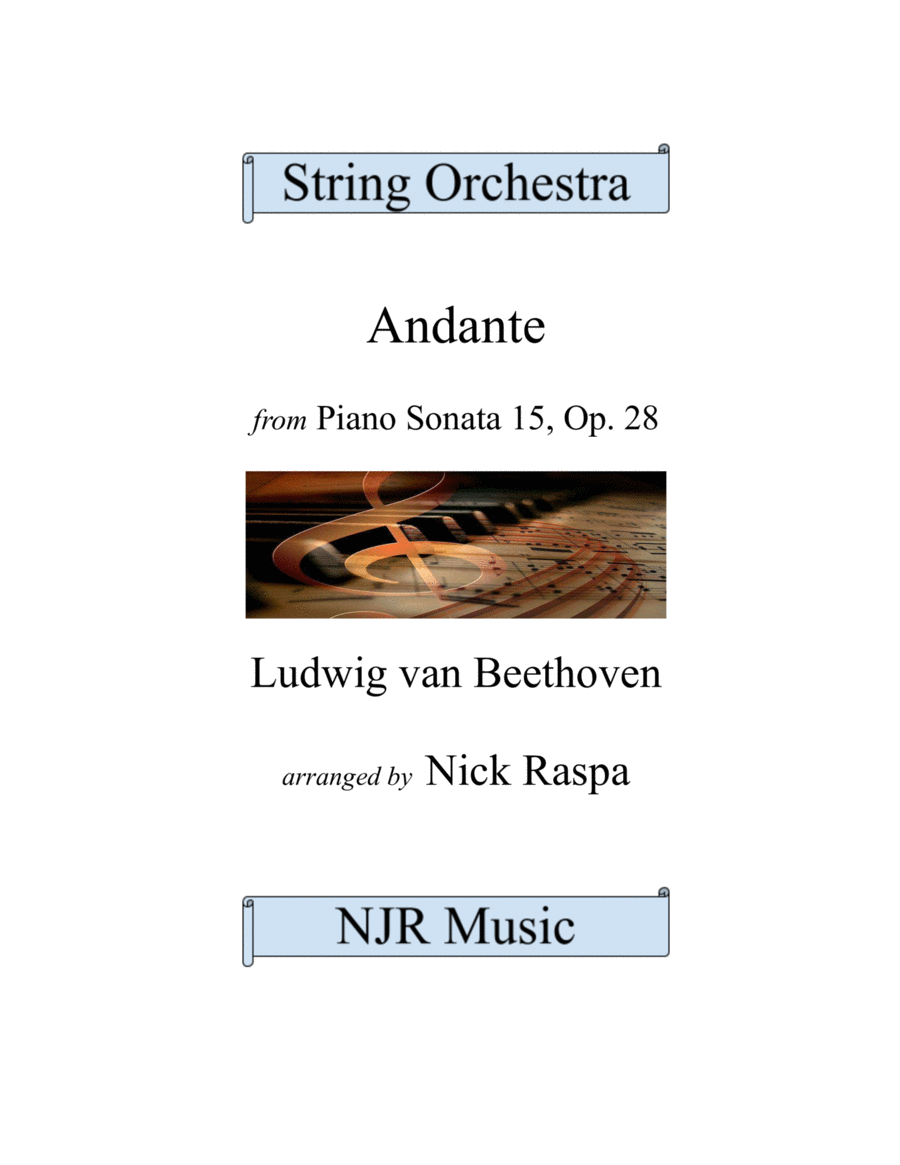 Andante from Piano Sonata 15 arranged for string orchestra (Full Set) String Orchestra scores gallery preview page 1