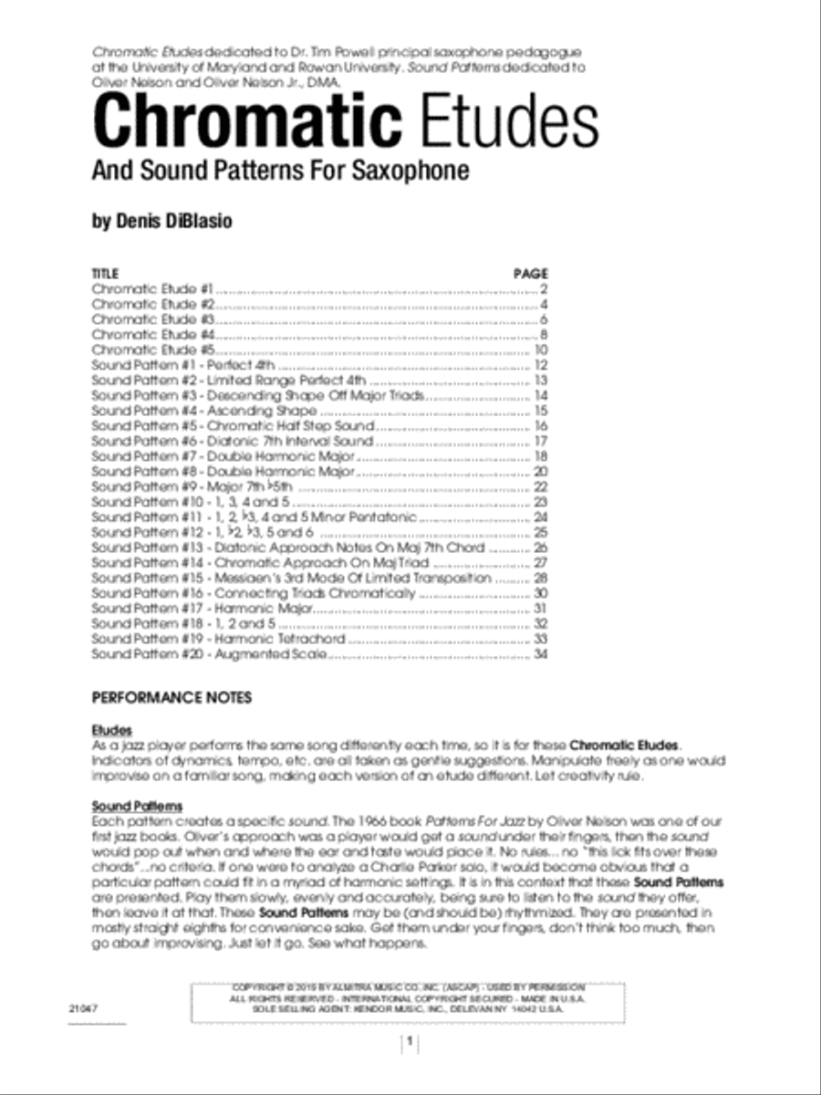 Chromatic Etudes And Sound Patterns For Saxophone Alto Saxophone scores gallery preview page 2