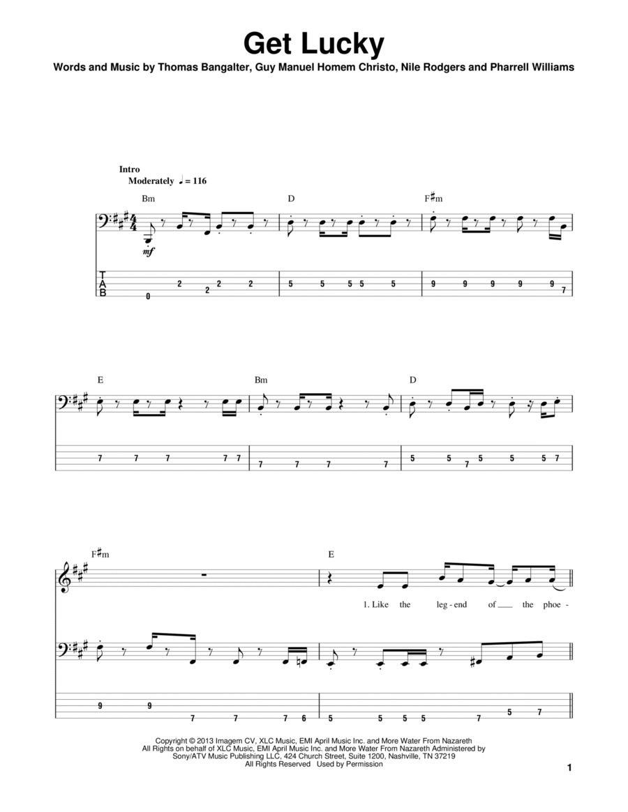 Get Lucky Guitar Tablature scores gallery preview page 1
