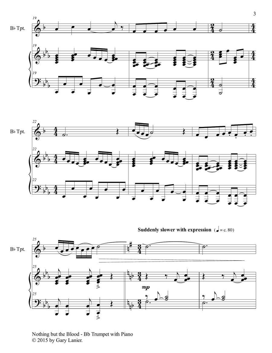 3 JOYFUL GOSPEL HYMNS (for Bb Trumpet with Piano - Instrument Part included) B-Flat Trumpet scores gallery preview page 4