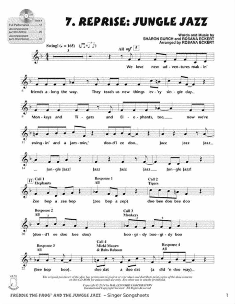 Freddie the Frog and the Jungle Jazz Choir scores gallery preview page 6