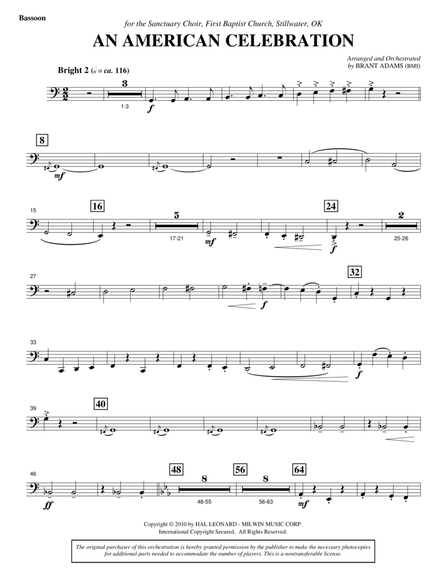 An American Celebration - Bassoon Choir scores gallery preview page 1