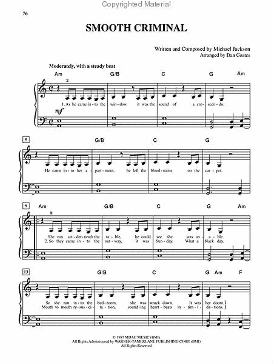Michael Jackson – Number Ones Easy Piano scores gallery preview page 5