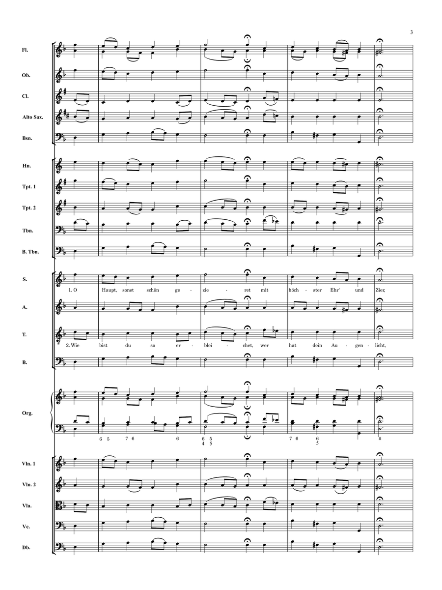 'O Haupt voll Blut und Wunden' (O Sacred Head, Now Wounded) for Choir and Orchestra Choir scores gallery preview page 4