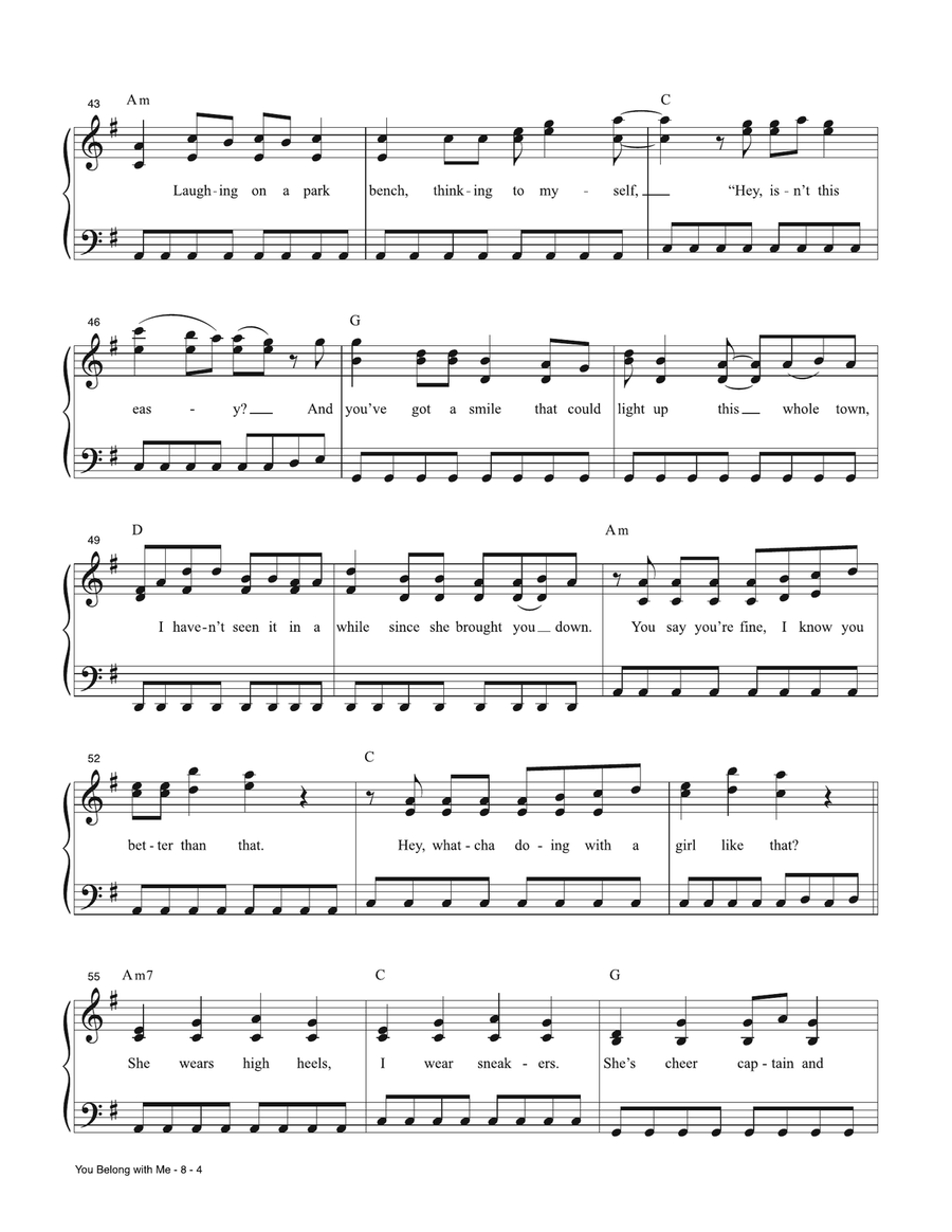You Belong With Me (Taylor's Version) Piano, Vocal scores gallery preview page 4