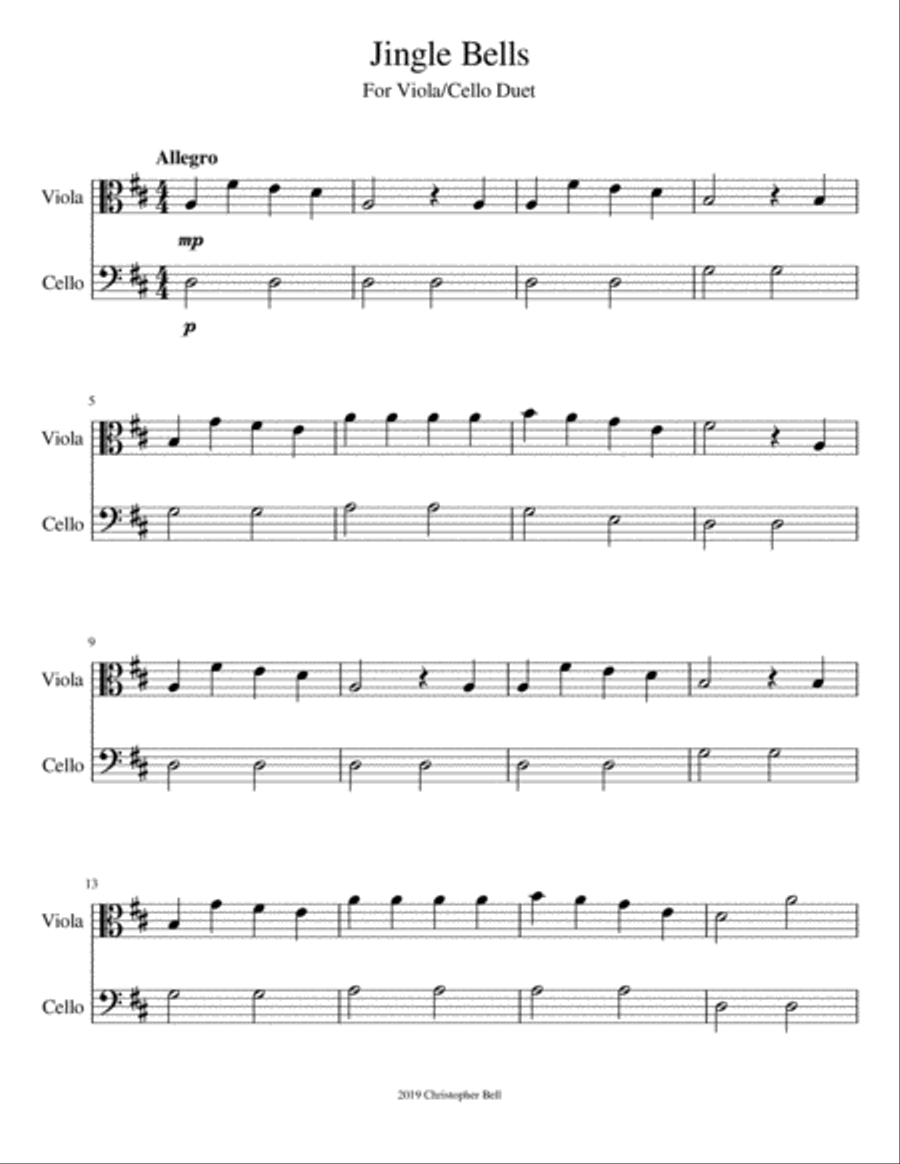 Jingle Bells - Viola/Cello Duet String Duet scores gallery preview page 2