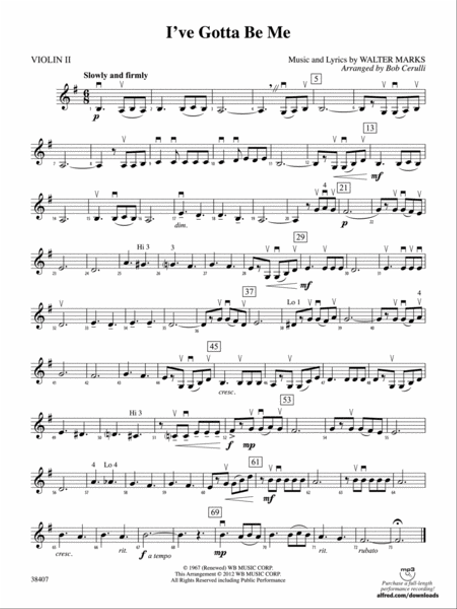 I've Gotta Be Me: 2nd Violin String Orchestra scores gallery preview page 1