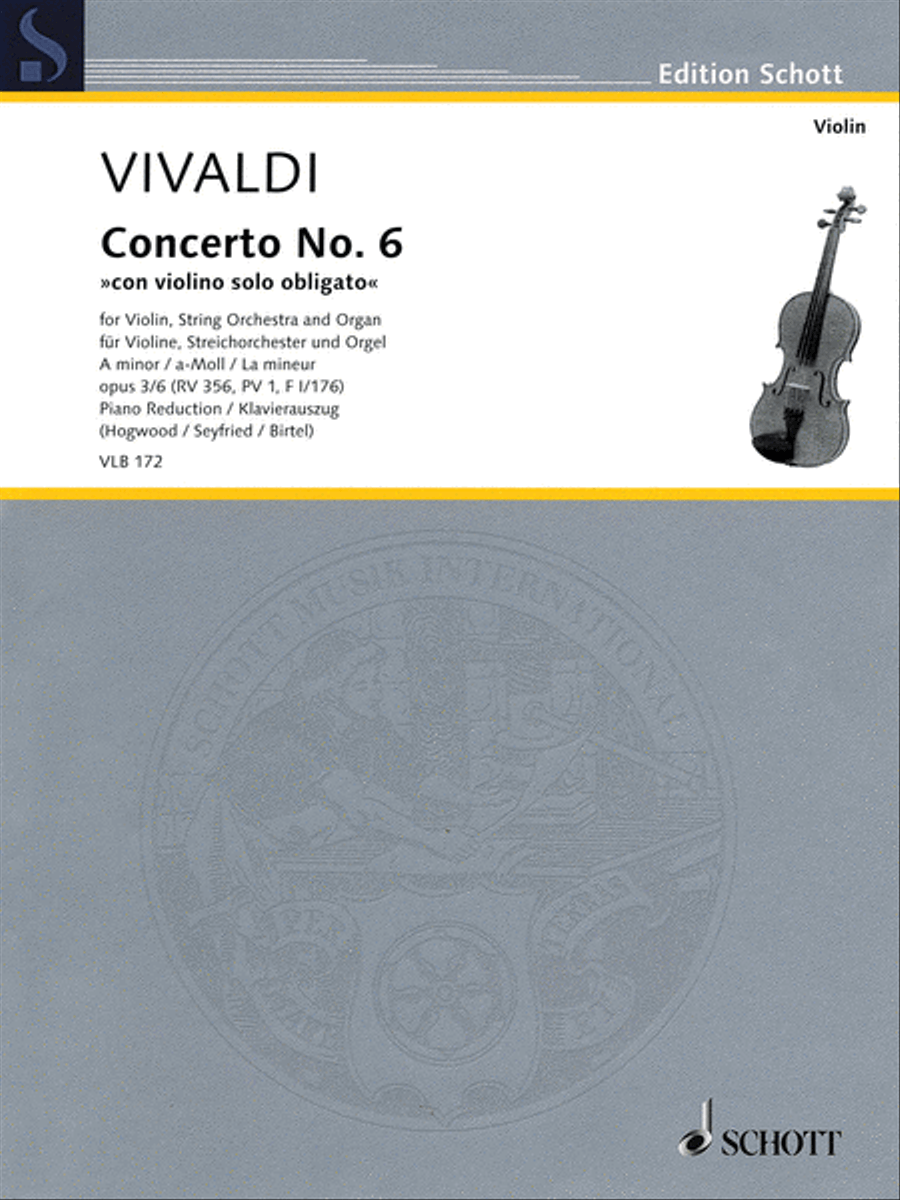 Antonio Vivaldi – Concerto No. 6 in A minor, Op. 3/6, RV 356 Violin Solo scores gallery preview page 1