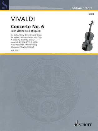 Book cover for Antonio Vivaldi – Concerto No. 6 in A minor, Op. 3/6, RV 356