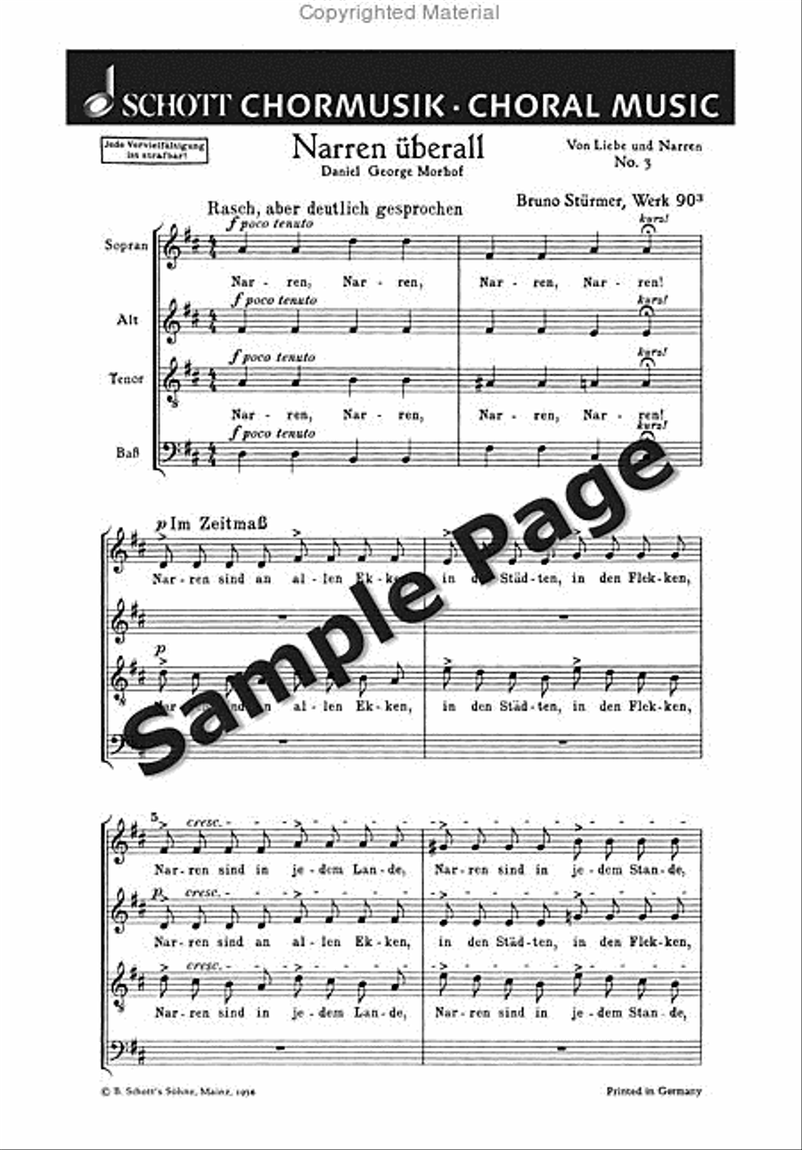 Stuermer B Narren Ueberall Op90/3 A Cappella scores gallery preview page 2