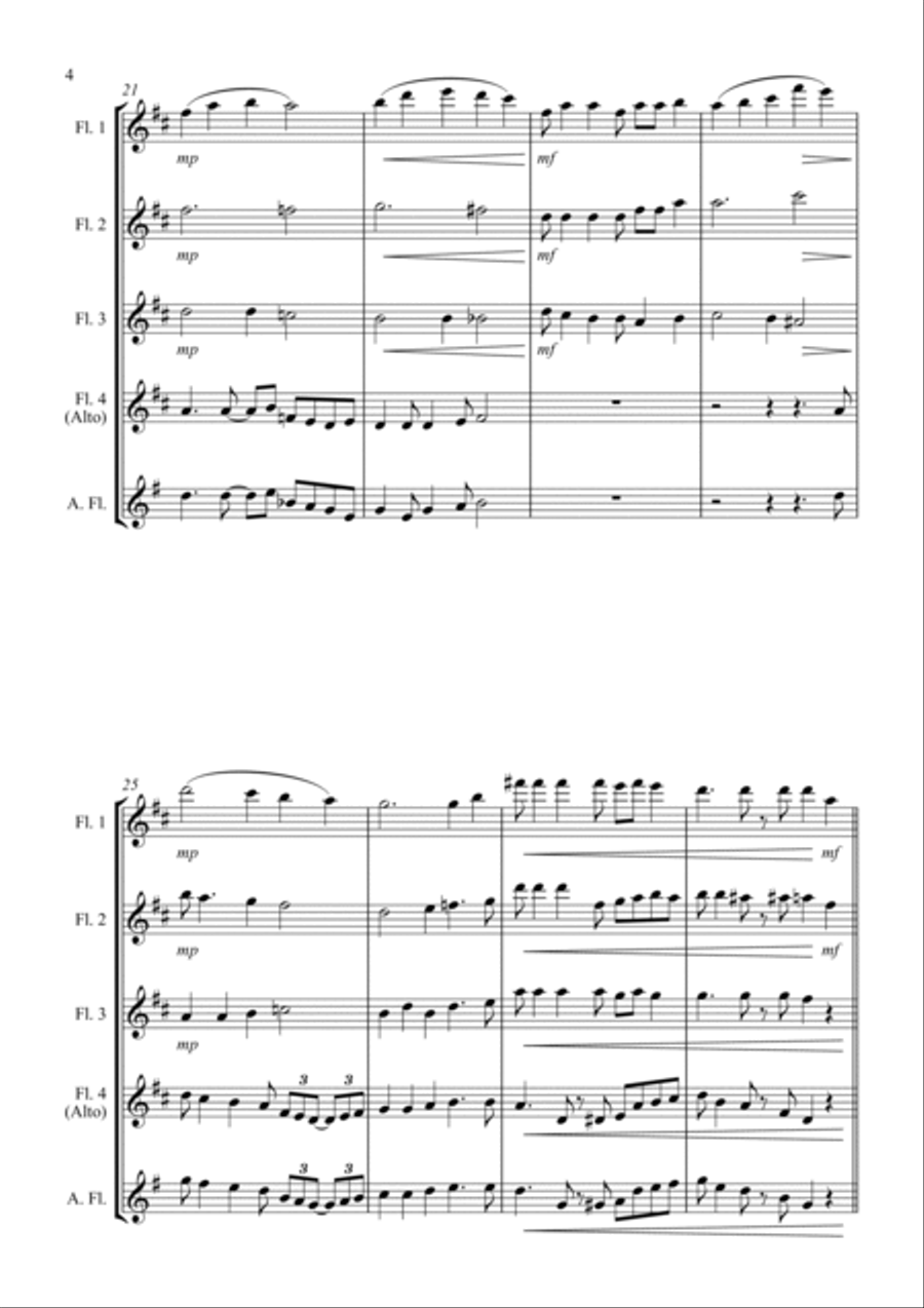 Swing Low, Sweet Chariot - a Jazz Arrangement - For Flute Quartet Flute Quartet scores gallery preview page 4