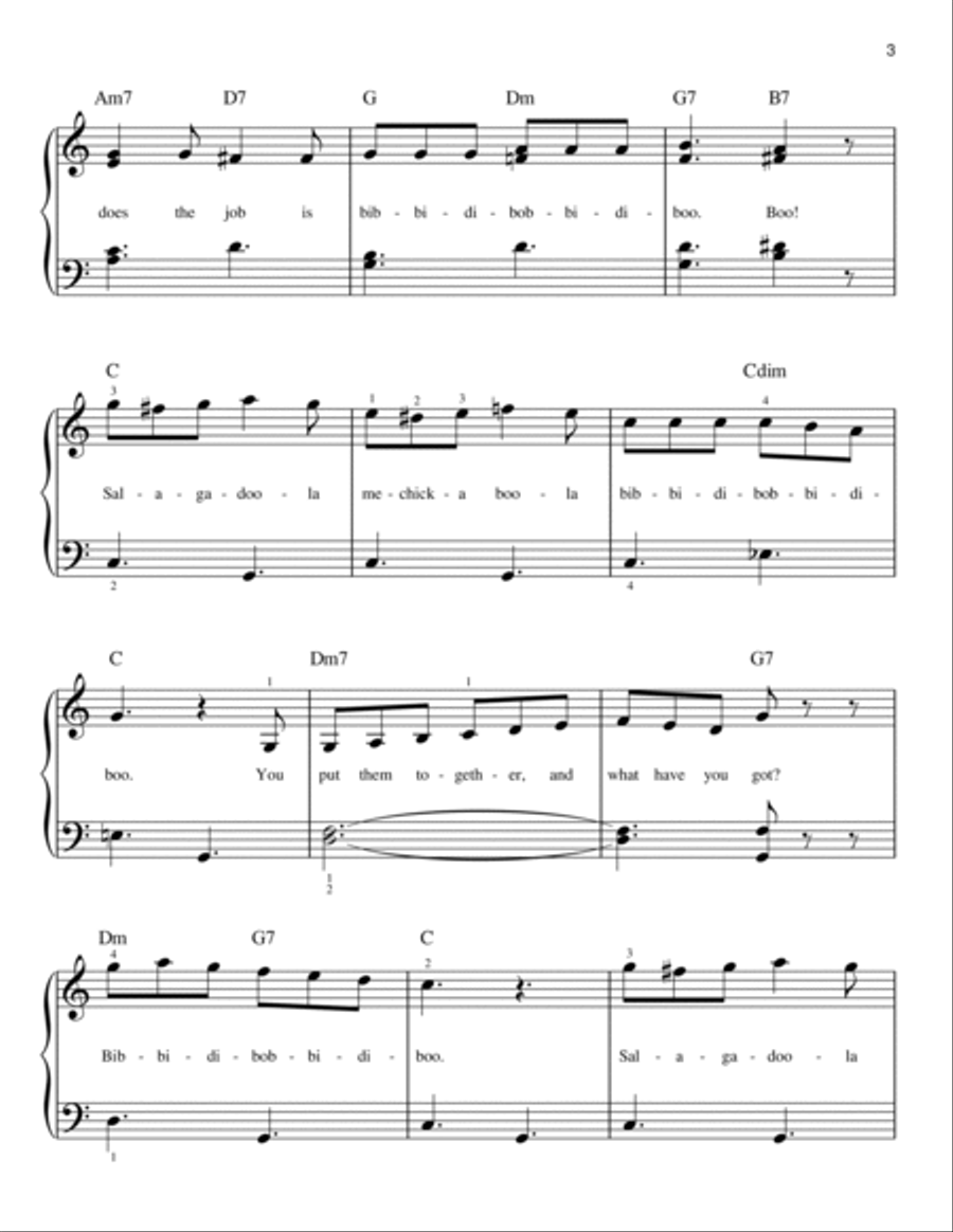 Bibbidi-Bobbidi-Boo (The Magic Song) (from the motion picture Cinderella) Easy Piano scores gallery preview page 3