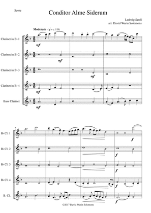 Conditor Alme Siderum (Creator of the stars of night) for clarinet quintet (4 x B fl, 1 Bass)