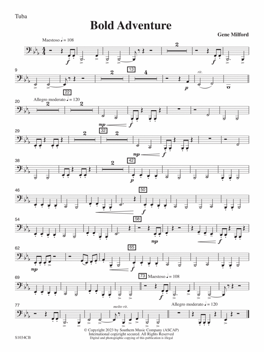 Bold Adventure - Tuba Bold Adventure - Tuba Concert Band scores gallery preview page 1