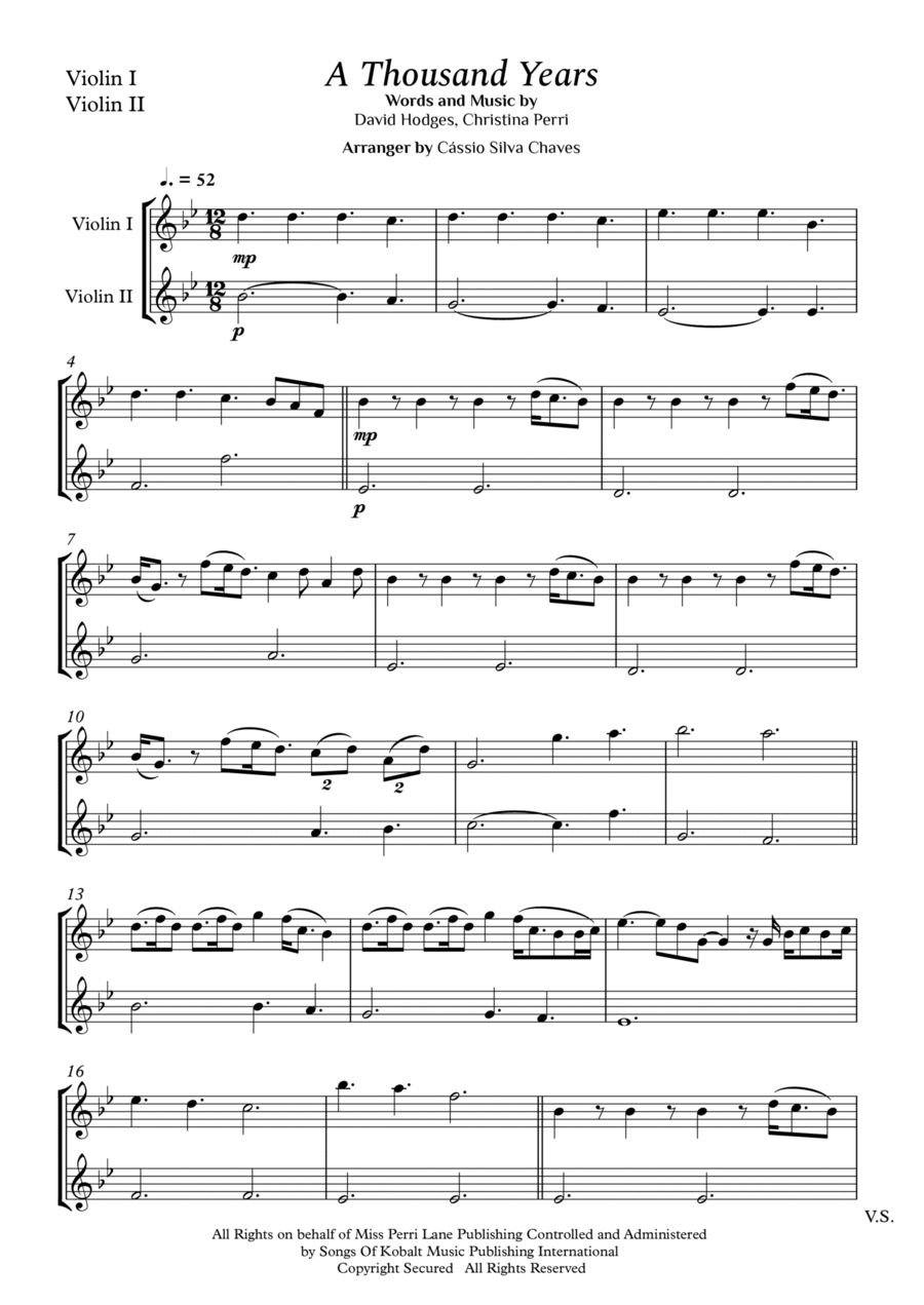 A Thousand Years String Duet scores gallery preview page 1