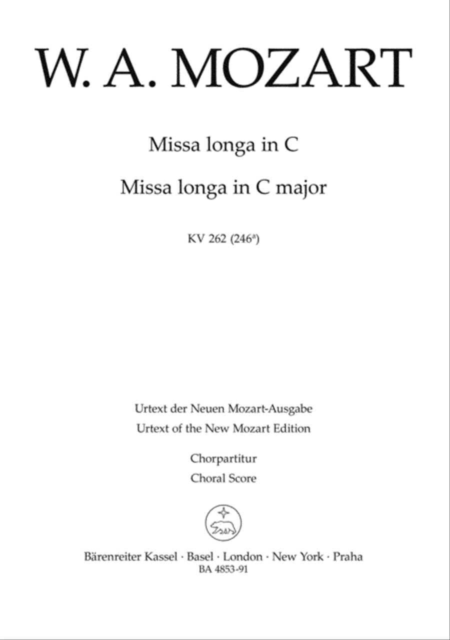 Missa longa C major, KV 262 (246a) 4-Part scores gallery preview page 1