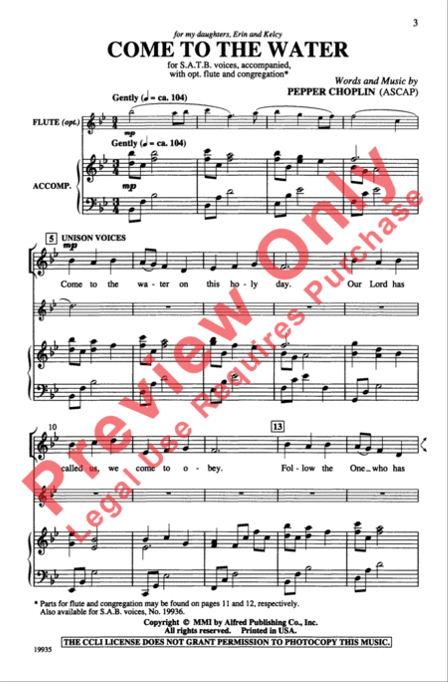 Come to the Water Come to the Water 4-Part scores gallery preview page 3