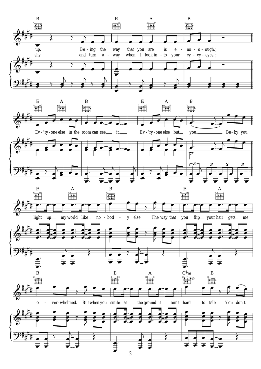 What Makes You Beautiful Piano, Vocal, Guitar scores gallery preview page 2