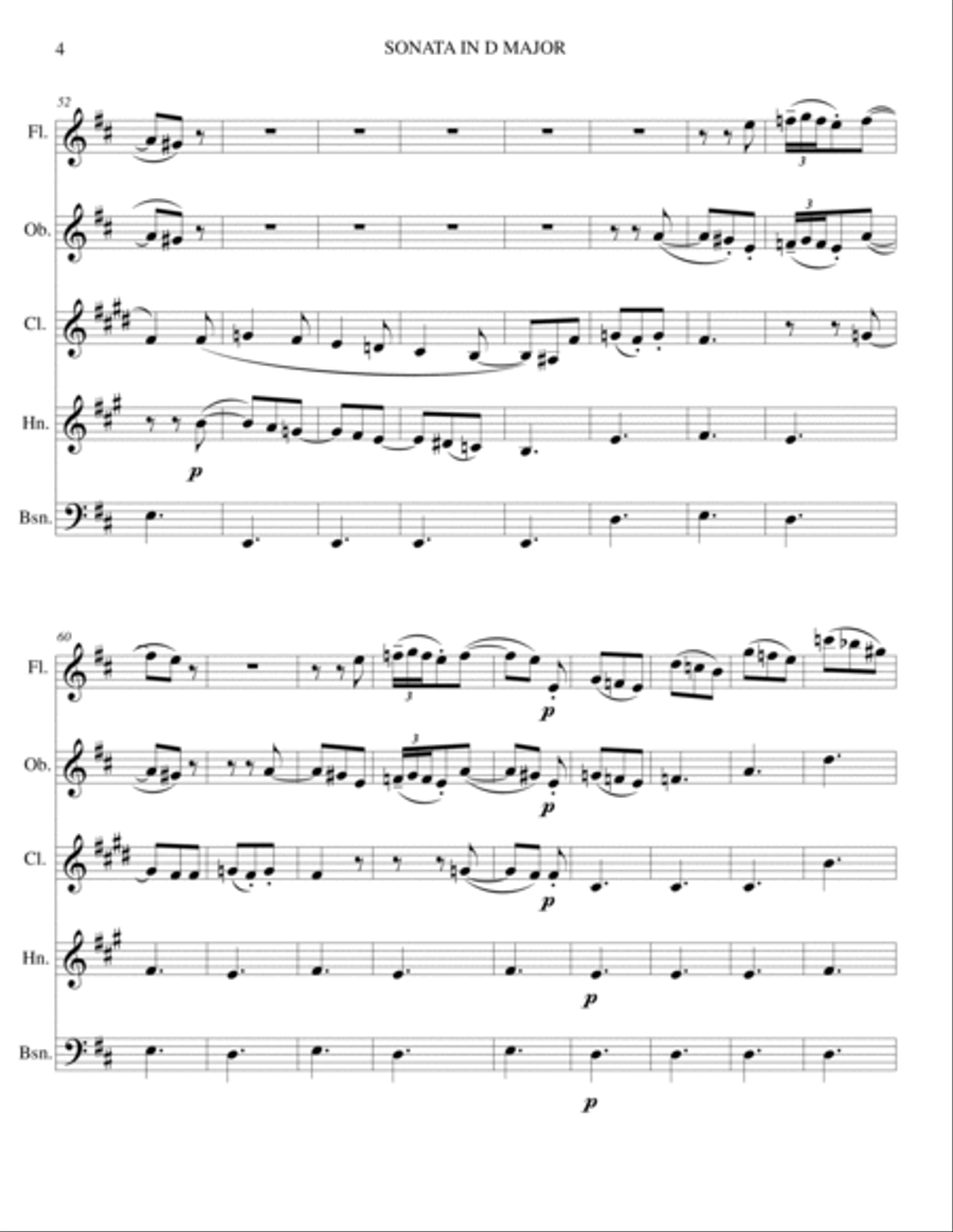 Domenico Scarlatti SONATA IN D MAJOR (K96) for WW. QUINTET Woodwind Quintet scores gallery preview page 4