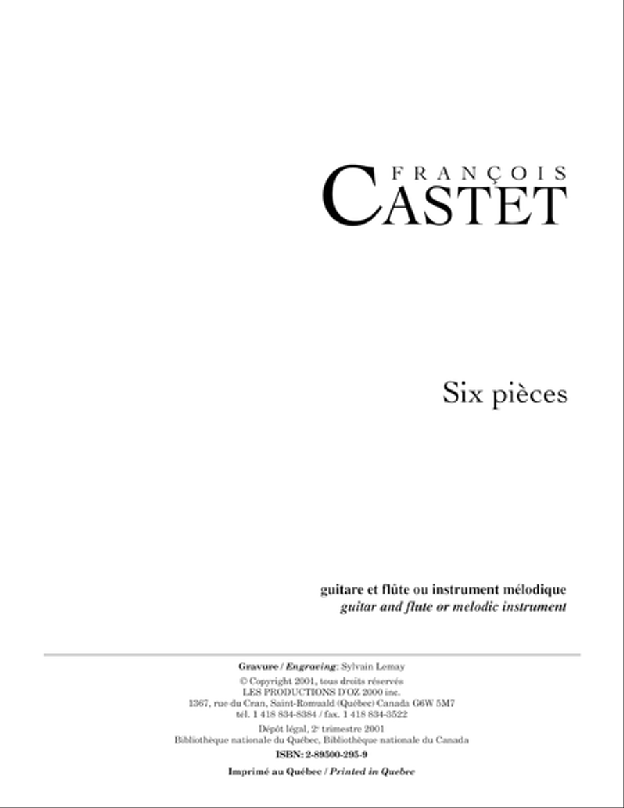 Six pièces Six pièces Flute scores gallery preview page 1