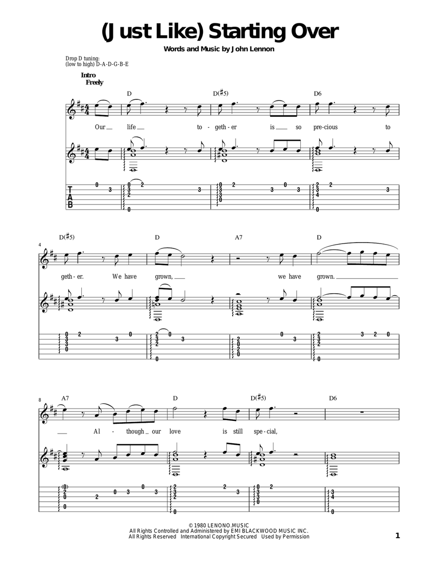 (Just Like) Starting Over Acoustic Guitar scores gallery preview page 1