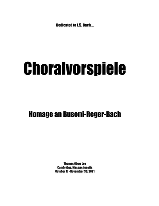 Book cover for Choralvorspiele ... Homage an Busoni-Reger-Bach (2021) for solo piano