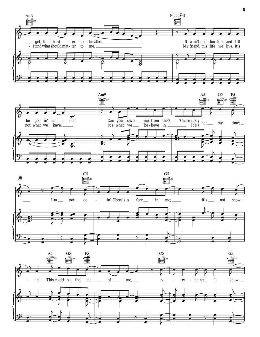 It's Not My Time Piano, Vocal, Guitar scores gallery preview page 3