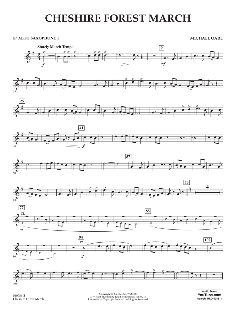 Cheshire Forest March - Eb Alto Saxophone 1 Concert Band scores gallery preview page 1