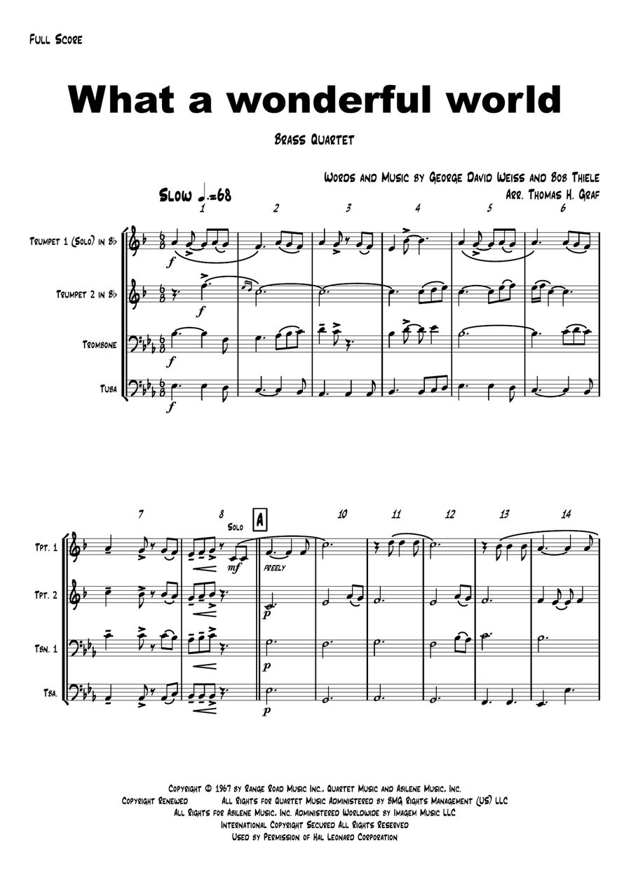 What A Wonderful World Brass Ensemble scores gallery preview page 1