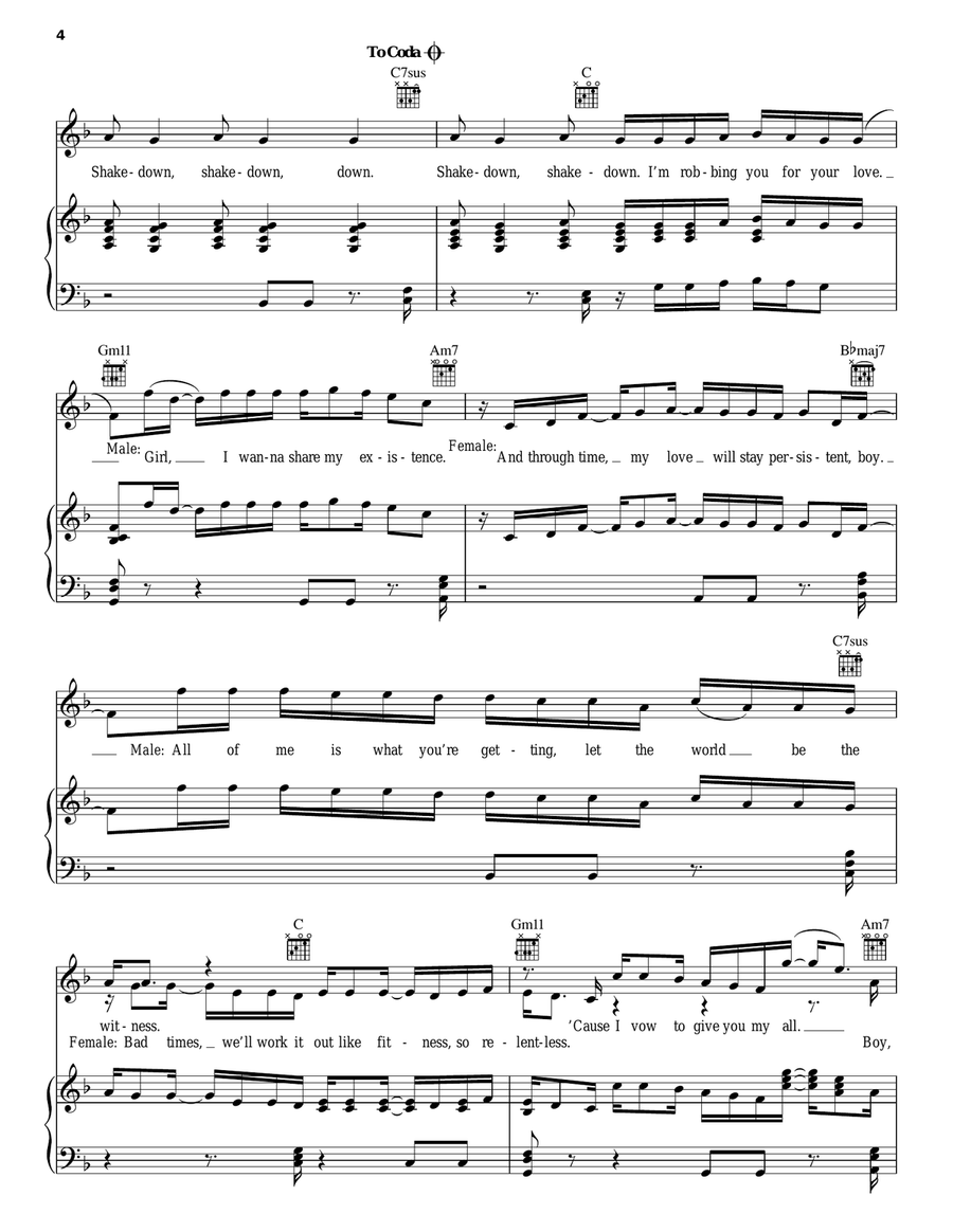 Shake Down Piano, Vocal, Guitar scores gallery preview page 4