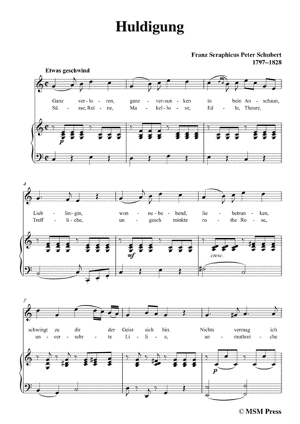 Schubert-Huldigung,in C Major,for Voice&Piano image number null