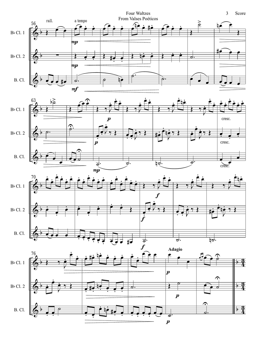 Granados - 4 Waltzes set for Clarinet Trio Clarinet Trio scores gallery preview page 4