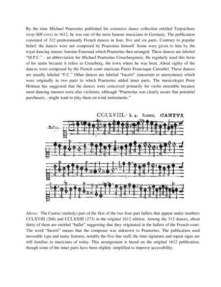 Two Ballets - Dances 268 and 273 from Terpsichore (Praetorius) for Wind Instruments image number null