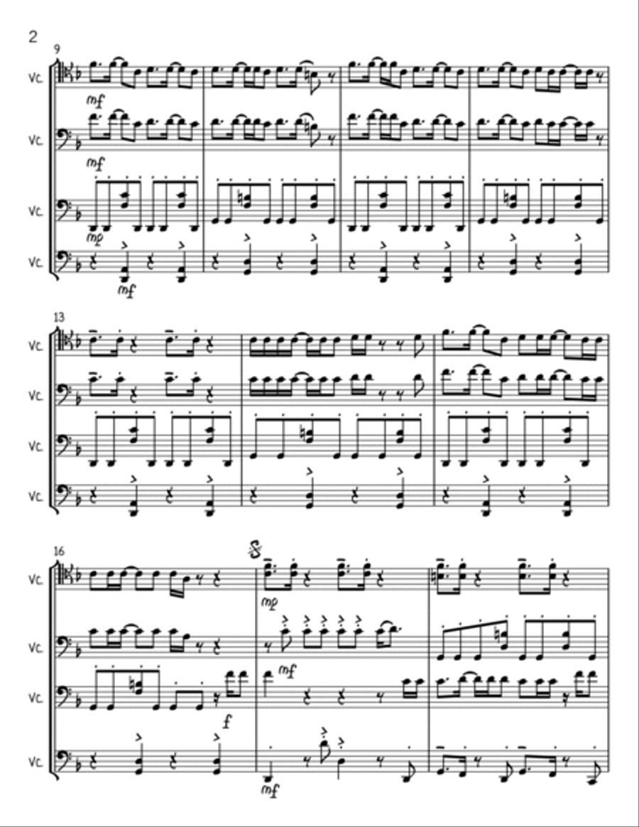 Uptown Funk String Quartet scores gallery preview page 2
