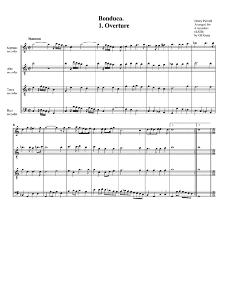 Bonduca suite (arrangement for 4 recorders (SATB))