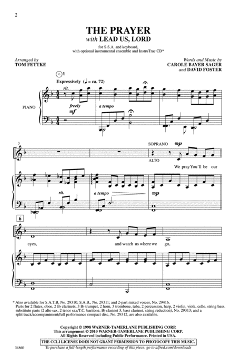 The Prayer The Prayer SSA scores gallery preview page 2