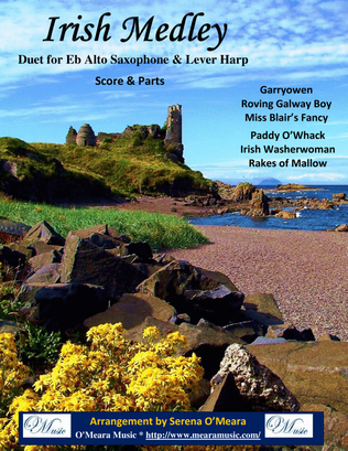 Book cover for Irish Medley, Duet for Eb Alto Saxophone & Lever Harp