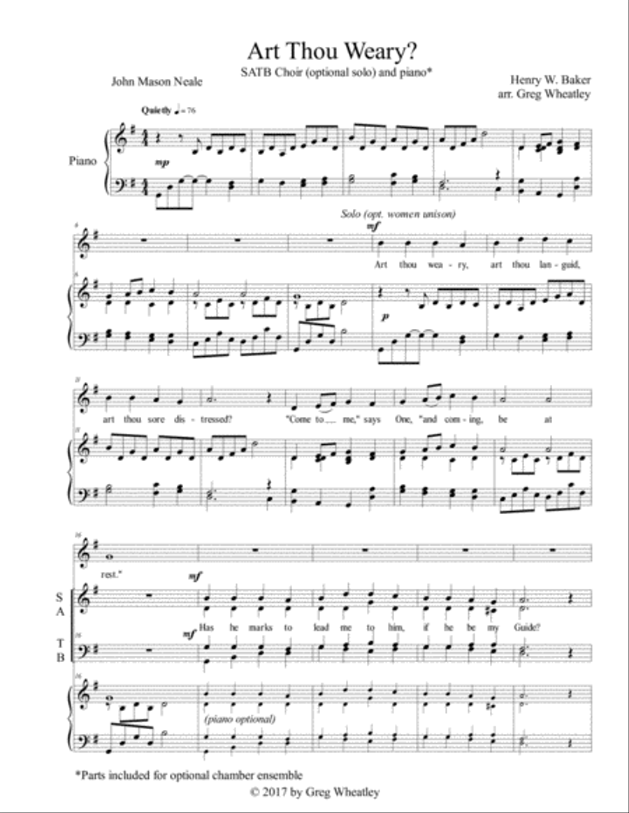 Art Thou Weary? 4-Part scores gallery preview page 1