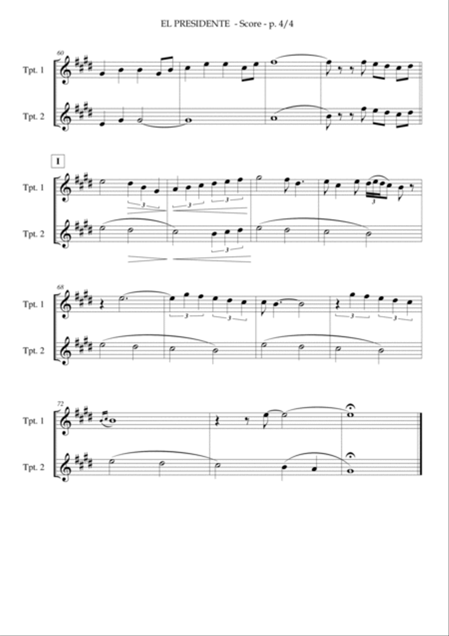 El Presidente Trumpet Duet scores gallery preview page 4