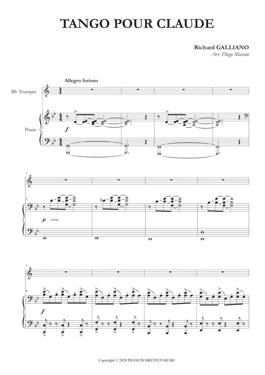 Tango Pour Claude Trumpet Solo scores gallery preview page 1