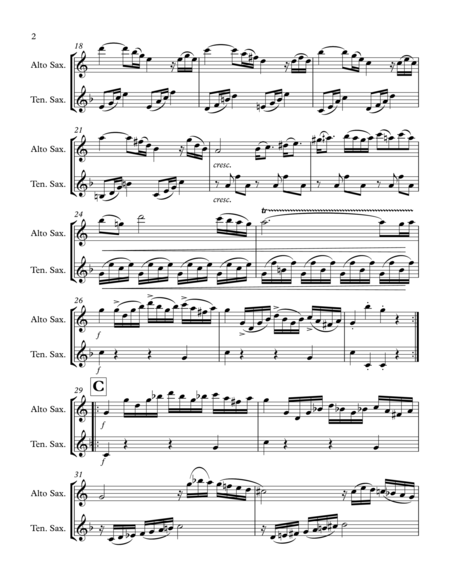 Mozart Sonata No.15 (Allegro): Alto & Tenor Saxophone Duet image number null